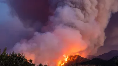 Forest fire near Marmaris resort town of Turkey.