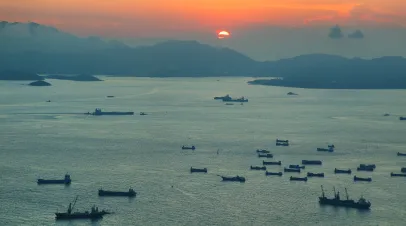 View of sunset over South China sea