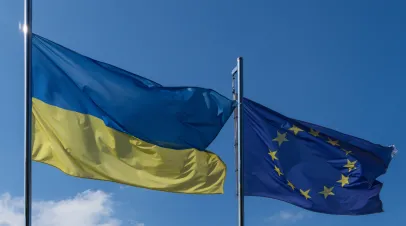 Ukraine and EU flags
