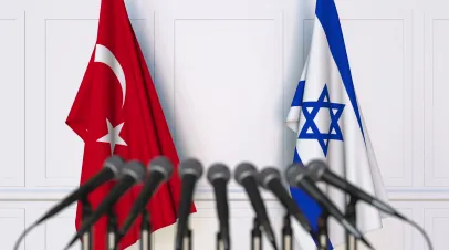 Turkey and Israel Flags Press Conference