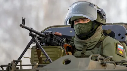Russian soldier in a tank