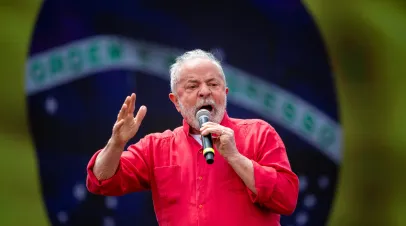 SÃO PAULO, BRAZIL - SEPTEMBER 24, 2022: Former President Luiz Inácio Lula da Silva. at a rally in Grajau