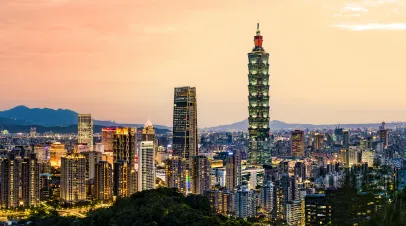 view of the Taipei City skyline from Mount Elephant