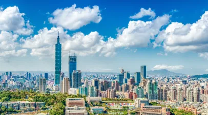 Panoramic of Taipei city at sunrise, Taiwan