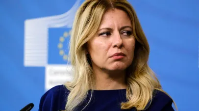 President of the Slovak Republic Zuzana Caputova and EU Commission President Jean-Claude Juncker give a joint press conference at the end of their meeting in Brussels, Belgium on Jun. 25 2019