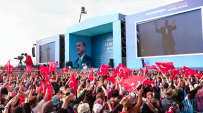 President Recep Tayyip Erdogan has attended the rally in Izmir as part of the 14 May General Elections campaign in Izmir, Turkey on 29.04.2023