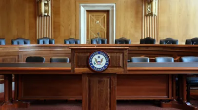 Interior of Senate Hearing Room 