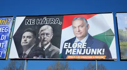 Political billboard advertising Viktor Orban's campaign