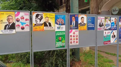 Wall of Romanian campaign posters