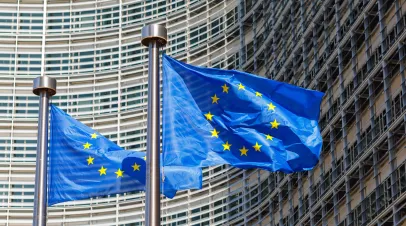 EU flags in front of European Commission