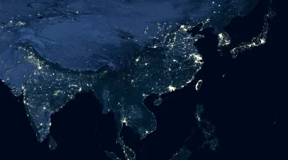 Satellite view of East Asia 