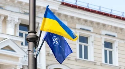 Ukraine and NATO flags