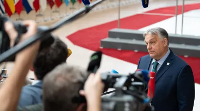 Brussels Belgium, 27 June 2024.Press statements of Hungarian Prime Minister Victor Orban at the opening of the proceedings of the European Council. 