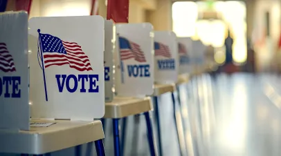 Row of voting booths