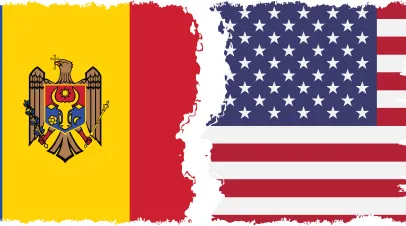 A graphic featuring the Moldovan and US flags 