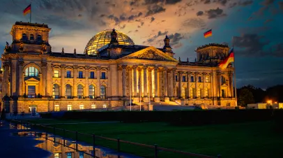 German Reichstag at sunset