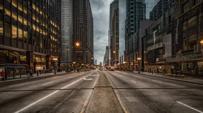 road in a downtown of a city